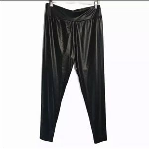 7th Element Womens Black Faux Leather Skinny Yoga Stretch Leggings Pants 32”
